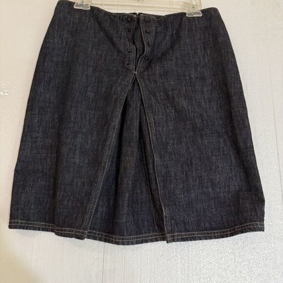 Gucci Denim Skirt with Lace-Up Front Detail  Size 44 Dark‎ Denim Missing Laces - Picture 1 of 13